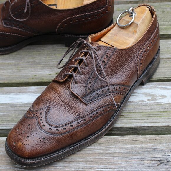 Vintage 70s Eaton's Exotic Oxhide Wingtips, Made in England, US Men's 10.5 E - Picture 4 of 12